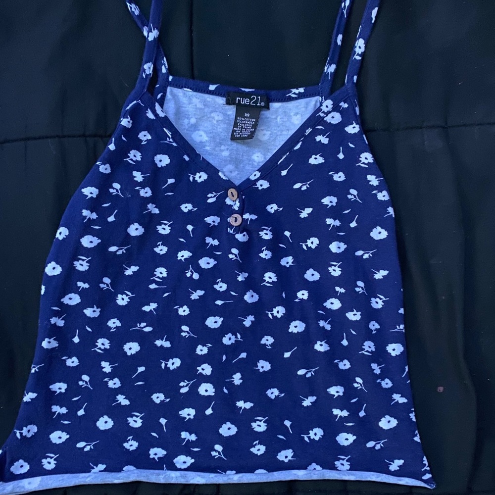 Blue Flowered Tank Top